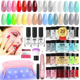 Acrylic Nail Kit Dip Powder Nail Kit Starter With Drill And UV Light, 20 Colors Fast Dry Powder Nail Dipping Kit, With Base & Top Coat Activator (Option: Multicolour)