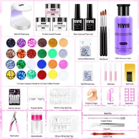Acrylic Nail Kit With Everything For Beginners, Professional Nail Starter Kit , 24 Color Glitter Acrylic Powder And Liquid Monomer Set, Nail Glit (Option: Multicolour)