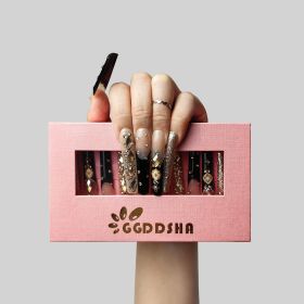 GGDDSHA Nails Handmade Press On Nails Long PinkDesign By Nail Technician, Handmade Painted Nail ArtReusable Stick On Nails In S,M,L 3Sizes,Eclips (Option: M)