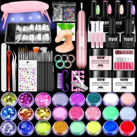 Acrylic Nail Kit With Drill, 4 Colors Gel Polish And UV Light Nail Kit, Birthday Gifts For Women, Valentines Day Gifts For Girl, Professional Nai (Option: Multicolour)
