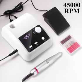 Electric Nail Drill Professional - 45000 RPM Nail File Kit Machine With LCD Display, Hand & Foot Control Low Noise For Acrylic, Gel Nails, Manicu (Color: White)