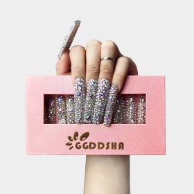 GGddsha 2025 Long Novel Design And Reusable PMMAAcrylic Press On Nails  Handmade Nails Full CoverLuxurious 3D Crystal False Nails With Box Gifts, (Option: M)