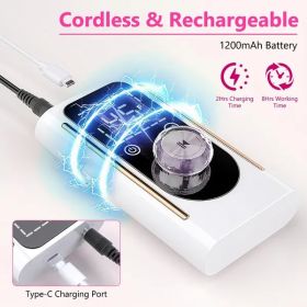 Portable Electric Nail Drill Bit 45000 RPM With 11 Bits Base Waist Clip Cordless Rechargeable Nail File Machine For Professional Salon Home Acryl (Color: White)