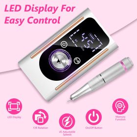1 Set  Portable Electric Nail Drill Bit 45000 RPM With 11 Bits Base Waist Clip Cordless Rechargeable Nail File Machine For Professional Salon Hom (Color: White)