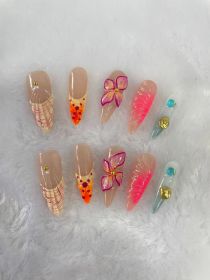 Hand-painted Three-dimensional Carved High Class Elegant Hand-worn Armor Hand-made (Option: Long Tip-XS)