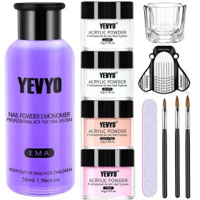 Acrylic Nail Kit, Acrylic Powder And Liquid Set, With Clear, Nude, Pink, White Nail Powder And Monomer, Professional Acrylic Nail Brush Nail Form (Option: Multicolour)