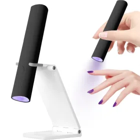UV Light For Gel Nails, Mini U V LED Nail Lamp Handheld With Stand, Portable Nail Dryer Rechargeable USB Cordless For Fast Drying, Black (Option: Multicolored)