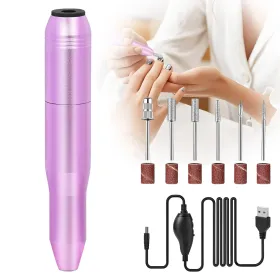 Portable Electric Nail Drill, Professional Nail File Kit For Acrylic, Gel Nails, Manicure Pedicure With Nail Drill Bits Sanding Bands Rose Gold (Option: Multicolour)